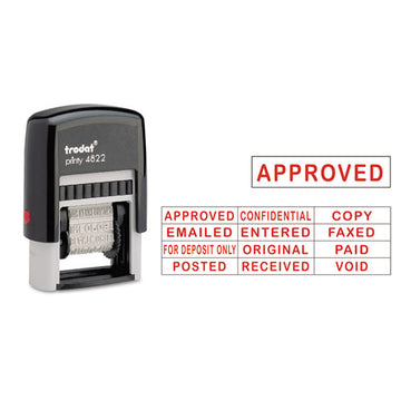 Trodat® Self-inking Stamp, 12 Messages, Self-inking, 1.25" X 0.38", Red freeshipping - TVN Wholesale